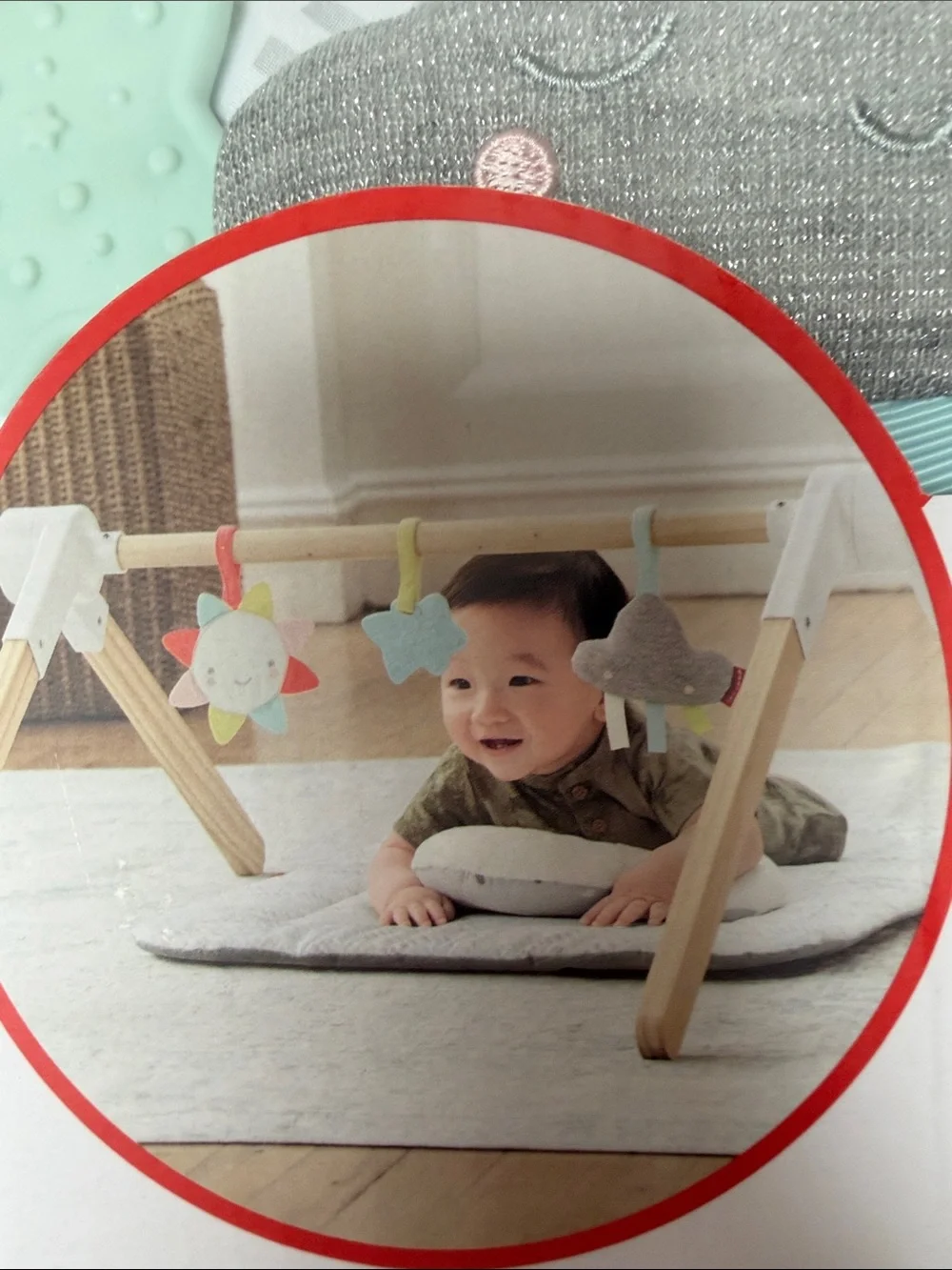 Skip Hop Wooden Activity Gym with Pastel Sun & Cloud Toys - Multi Color. NEW